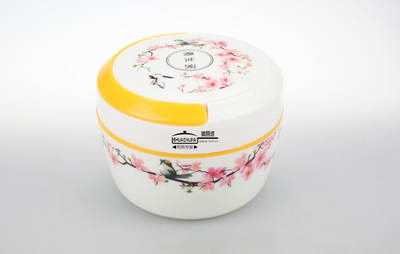 双层养生瓷保温饭盒 青花餐盒，健康与实用的完美结合